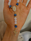 Chapelet blanc et bleu pailletée